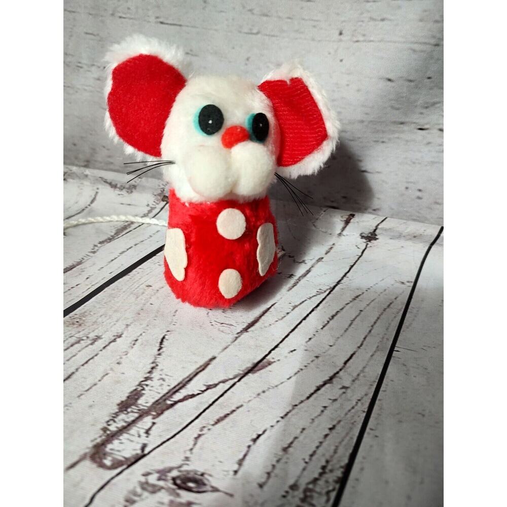 Vintage Russ Berrie Plush Christmas Mouse 4" Beanie 1978
